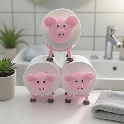1 adet Sevimli Pembe Domuz Şeklinde Tuvalet Kağıdı Tutucu, Tuvalet Kağıdı Saklama Kabı, Banyo Dekor Aksesuarı, Ev Düzenleme, Yatak Odası, Mutfak, Oturma Odası Dekoratif Tutucu, Aile ve Arkadaşlar İçin Mükemmel Hediye, Ev Hediyesi, Dayanıklı, Taşınabilir, Pratik