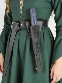 1 Bao đựng quạt giả da thời Trung cổ - Giá đỡ quạt có thể điều chỉnh với thiết kế buộc chéo, Túi đựng quạt phong cách Gothic phù thủy dành cho LARP, Cosplay & Lễ hội thời Phục Hưng - A - Xem 10