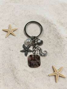 Creative New European And American Style Ocean Gift Ins Shell Starfish Keychain Key Chain Pendant Bag Charm Jewelry Accessories Charms For Bag Teacher Gifts Accessories - Silver - View 4