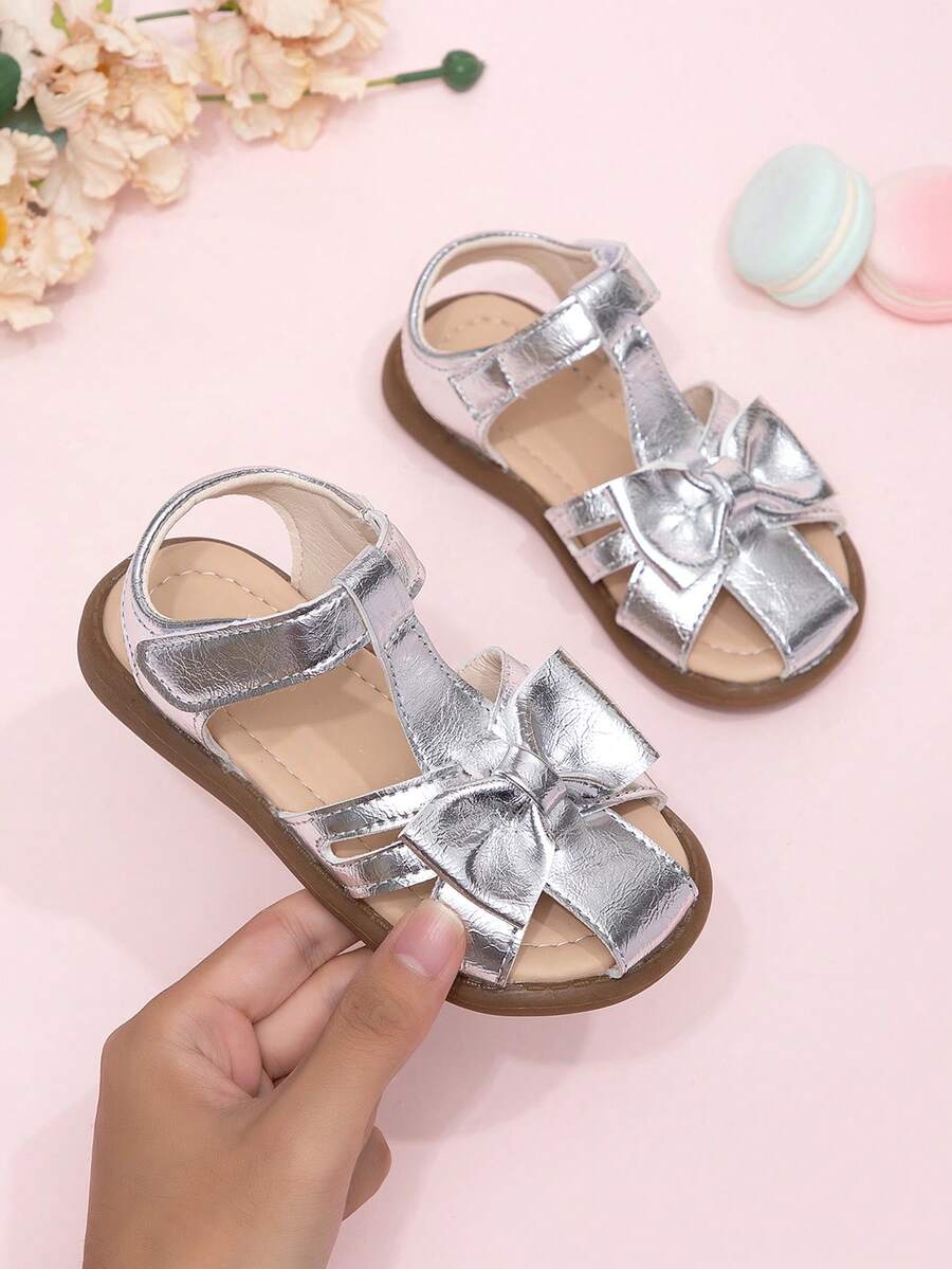 Sandal công chúa nơ xinh xắn cho bé gái, sandal hở mũi thoải mái, mẫu mới mùa hè. - Bạc - Xem 1