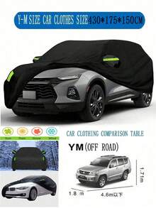 Bạt phủ xe SUV, bạt phủ xe ngoài trời chống thấm nước, bảo vệ toàn diện khỏi nắng, sương giá và tuyết, phù hợp cho xe SUV và các loại xe ngoài trời, bảo vệ khỏi tuyết, mưa, tia UV và bụi bẩn - Bạt phủ toàn bộ ngoại thất xe cao cấp với dải phản quang và dây đai chống gió, bạt phủ xe bằng vải polyester tráng phủ 190T màu đen, chống thấm nước, chống nắng, với dải phản quang bằng polyester, bạt phủ toàn bộ ngoại thất xe dày dặn, chống thấm nước. - màu đen - Xem 8