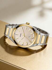 Fossil 42mm Edelstahlgehäuse, Quarzwerk, 50M wasserdicht, eleganter formeller schwarzer Herrenarmbanduhr (FS5822) - Gold - Übersicht 2