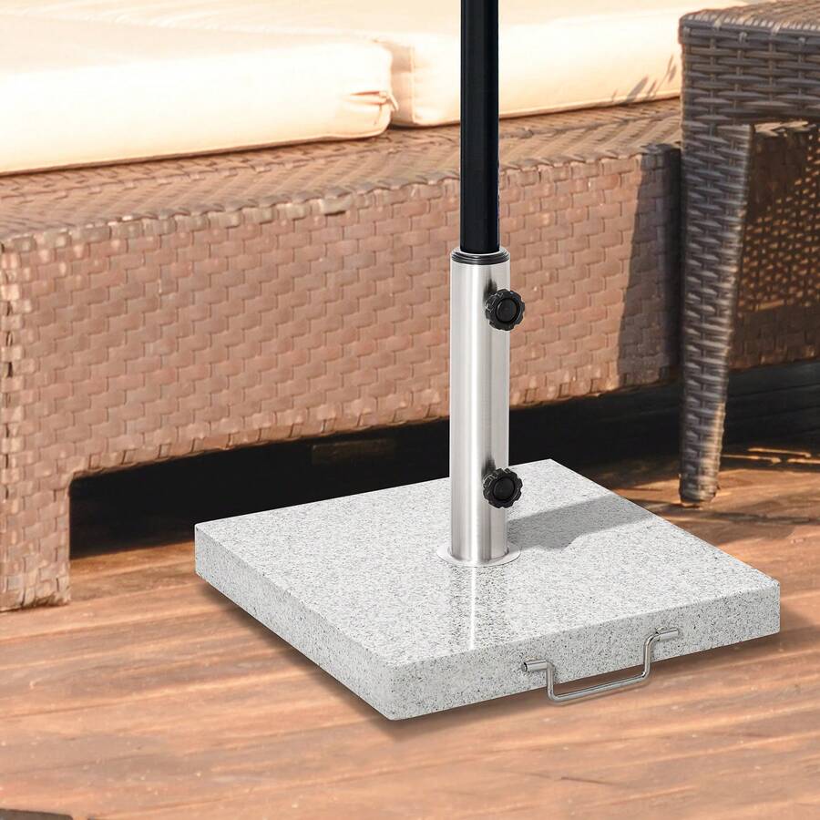 Mobile Parasol Base, 28 Kg, Marble, Stainless Steel, 42 X 42 X 36 Cm, Stable Base For Garden And Patio Parasols - 灰色 - 查看 1