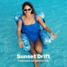 Sloosh - Flotadores de piscina para adultos tumbonas inflables para piscina hamacas flotantes con estampado de plantas sillas inflables para agua balsas de fideos para fiestas verano agua playa - Azul, Verde y Blanco - Ver 3