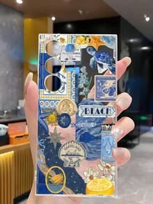 1个时尚创意拼图海龟柠檬海洋元素软壳手机壳，兼容华为、荣耀、Galaxy A04e/12/A13/A14/A34/A50/A52/A53/A54/S21/S22/S23/S24/S25/S25Ultra/S25FE/S26/S26 PLUS/S26 ULTRA/S26 EDGE、6A/7A/8A、12T/13T/15T/15T Pro（国际版，非国内版） - 無色 - 查看 3