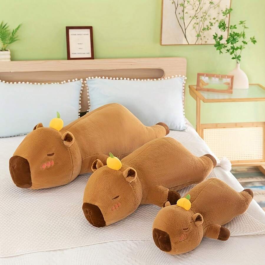 BLUESLEMON Realistic Plush Large Capybara Plush Doll, Comfortable Animal Doll, Perfect Gift For Animal Lovers, Durable Mixed Material, Suitable For Home Sofa Decor, New Year & Easter Gift