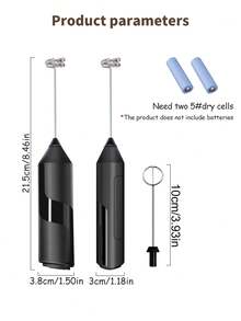 Electric Milk Frother - Lightweight Electric Mixer - 2 Replaceable Whisk Heads - User-Friendly Mini Blender - Milk Frother - Great For Kitchen And Travel (Black/White) - Multicolor - View 2
