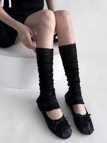 1 Paar dünne Spitzen-Mesh Blumen Beinwärmer, zarte Mesh-Textur mit exquisitem Blumenmuster, gerafftes Design für lässigen Stil, gezackter Saum für jugendlichen Look. Geeignet für Mary Jane Schuhe, Ballettschuhe, ideal für Frühlings-/Herbstoutfits, perfekt für den Arbeitsweg, Dates und lässige Anlässe - Verschiedenfarbig - Übersicht 6