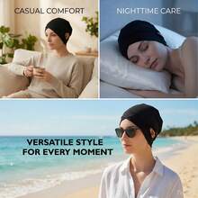 Awegeo 1条女士纯色发带 - 简约、弹力、时尚百搭的休闲头巾 | 柔软、透气、舒适、百搭的日常发帽、睡眠帽、睡帽 - A - 查看 10