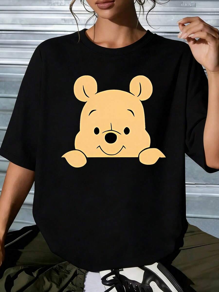 Disney Lilo & Stitch Lazy Stitch Graphic T-Shirt, Cute Oversized White TeeCrafted From Soft, Comfortable, And Durable Pure Cotton Fabric, This Round-Neck T-Shirt Is An Ideal Choice For The Spring And Summer Seasons. Suitable For A Wide Range Of Occasions-Including Daily Wear, Shopping, Parties, Travel, And Social Gatherings-It Also Makes For An Exquisite Gift. - 黑色 - 查看 1