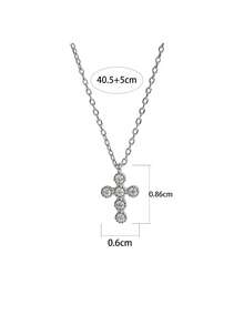 1 pieza Collar con colgante de mini cruz de plata de ley S925, collar de clavícula elegante y minimalista con diseño único y exclusivo de mujer con incrustaciones de rhinestone, regalo distintivo de lujo - cruz - Ver 9