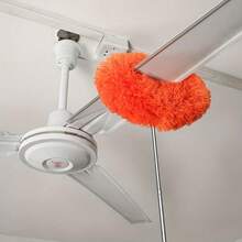 Fan Duster With Extendable Pole, Adjustable & Removable Cleaning Blades, Suitable For High Ceilings, Windows And Furniture - Orange - View 7