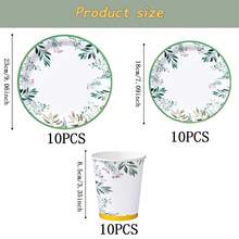 Bộ đồ dùng ăn uống dùng một lần họa tiết lá xanh, đĩa tiệc 7/9 inch, đĩa giấy, cốc, khăn ăn dùng một lần, thích hợp cho các dịp lễ, đám cưới, lễ đính hôn, sinh nhật, tiệc tùng, lễ kỷ niệm. - Nhiều màu - Xem 13