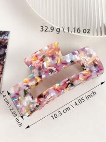 Colorful Confetti Acetate Hair Claw Clip - Square Hollow Design Large Hair Clamp For Women Girls,Strong Hold Hair Accessory For Women - Multicolor - View 9