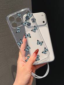 1 ốp lưng điện thoại TPU mềm trong suốt chống rơi với in UV, kèm 1 dây đeo silicon màu trắng, họa tiết bướm xanh, tương thích với iPhone 7/8/7 Plus/8 Plus/X/XS/XR/XS Max/11/11 Pro/11 Pro Max/12/12 Pro/12 Pro Max/12 Mini/13/13 Pro/13 Pro Max/13 Mini/14/14 Pro/14 Pro Max/14 Plus/15/15 Pro/15 Pro Max/15 Plus/16/16 Pro/16 Pro Max/16 Plus/17/17 Pro/17 Pro Max/Air, Honor 400/400 Pro/500/500 Pro, Galaxy - Nhiều màu - Xem 1