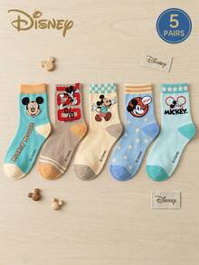 5 đôi tất trẻ em chủ đề chuột Mickey hoạt hình Disney, tất mềm mại, thoáng khí, dễ thương, phù hợp cho bé trai và bé gái học sinh. - Nhiều màu - Xem 11