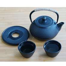 Gr8 Home 5in1 Cast Iron Teapot Set Japanese Tetsubin 800ml Kettle Cups Tea Set - Black - View 4