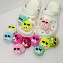 13pcs/Set Colorful Cute Sunglass Plush Pom Pom + Small Accessories, Shoe Charms, Suitable For Sandals & Slippers, Lively Decoration, Holiday & Party Supplies, Perfect Gift (Shoes Not Included) - Multicolor - View 1