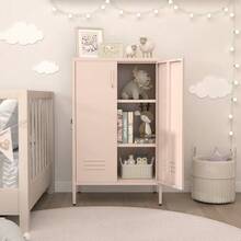 White Steel Storage Cabinet With 2 Doors And 2 Adjustable Shelves, Multifunctional Cabinet For Living Room, Kitchen, Bedroom, Garage Tool Storage And Office File Organization. - 粉色 - 查看 6