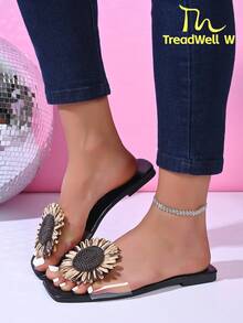 Women's Sandals, New Summer Ladies Fashion Black Slippers - Black - View 5