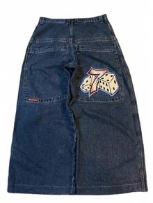 Y2K Street Jeans Harajuku Hip-hop Letra Retro Azul Suelto Pantalones Sueltos De Cintura Alta De Pierna Ancha - N02 Azul - Ver 2