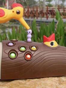 Woodpecker Toy For Intellectual Development | Magnetic Insect Catcher For Children Aged 2 To 5 - Brown - View 2