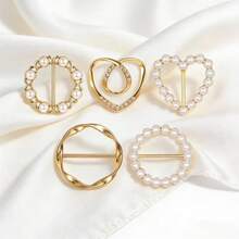 5个金色丝巾夹，T恤领带夹，丝巾扣，衬衫腰带扣，时尚金属服装扣环，适合女士服装配饰，女士礼物，5种款式，沙滩，假日 - 金色 - 查看 9