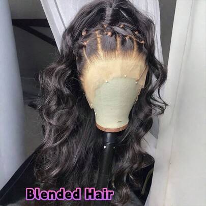 Natural Black Lace Front Wig 200 Density 13x4 HD Body Wave Wig Pre Plucked Lace Wig For Women With Baby Hair Blended Human Hair Wigs Transparent Lace Frontal Wig Brazilian Virgin Wig For Women Natural Hairline With Baby Hair