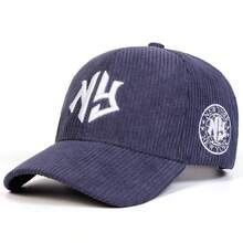 1 pieza Gorra de béisbol de mujer con bordado de letra NY en pana, sombrero casual de moda callejera para primavera/otoño, exterior, viaje, playa - multicolor - Ver 11
