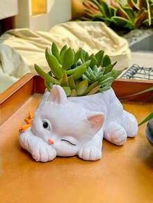 1个可爱猫咪造型花盆 - 耐用树脂花盆，适合家居、办公桌、卧室装饰，是送给爱猫人士、植物爱好者或喜欢可爱家居装饰人士的理想礼物。生日、乔迁或犒劳自己都非常合适！ - A - 查看 6