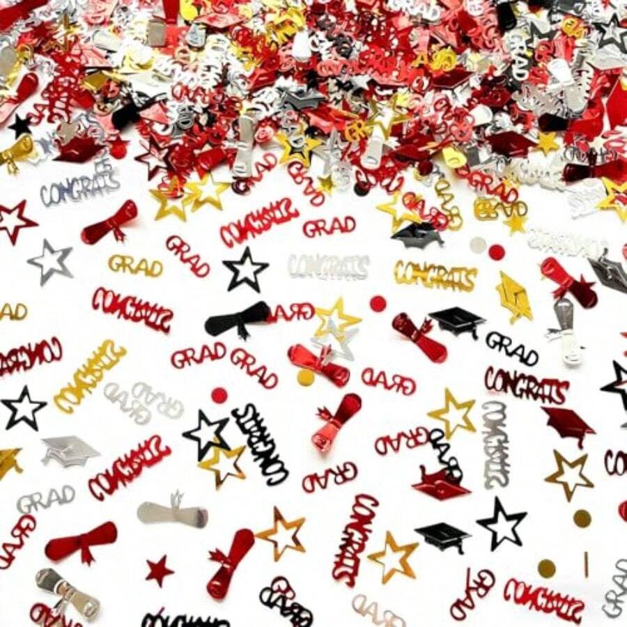 Red Gold And Black Graduation Confetti 2026 1000 Pcs Class Of 2026 ...