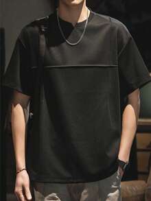 男士夏季T恤，3D设计，休闲T恤 - 黑色 - 查看 3