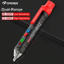 TOPFORZA 1pc Non-Contact Voltage Tester, AC Voltage Detector, Non-Contact Electrical Tester, 12-1000V/48-1000V Dual Range, Neutral/Live Wire Detection - Black - View 6