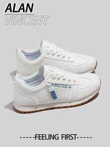 Alan Vincent【免费退换货】【轻盈自由系列】女士新款平底鞋，舒适时尚，跑步鞋，休闲运动鞋，女士办公鞋，日常百搭经典白鞋 - 白色 - 查看 10
