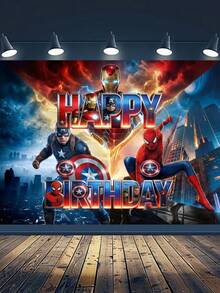 Marvel 100*150CM Backdrop For Birthday Party Decoration, Photography Birthday Banner, Polyester Fiber Party Background Cloth Avengers Birthday Party Paper Plates Decorations Superhero Birthday Party Tablecloth And Tableware Birthday Party Supplies - Multicolor - View 11
