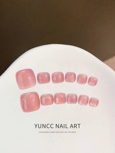 12 móng tay giả thủ công, móng dán, móng chân màu hồng, móng giả, nghệ thuật móng ngắn với móng giả, móng ép, nghệ thuật móng chân nhân tạo, quà tặng Ngày Valentine, móng mùa xuân và mùa hè, móng tròn, móng mùa xuân, móng dán, móng dán ngắn, móng giả, móng ngắn, móng dán acrylic, móng dán thủ công, có thể tháo rời và tái sử dụng