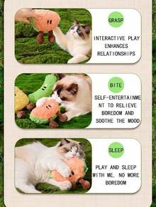 1pc Cat Toys,Catnip Sound Fabric, Happy Cat In The Game,Nteractive Props, Fruit Series, For Self-Entertainment And Entertainment, Suitable For All Of Cats And Dogs, Soft And Comfortable, Satisfying Pets' Curiosity, Reducing Pets' Anxiety And Stress - Multicolor - View 10