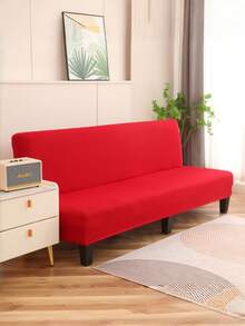 1 tấm bọc ghế sofa giường không tay vịn, chất liệu sợi polyester co giãn toàn diện, dệt kim mềm mại như lụa sữa, phù hợp cho mọi mùa. - Đỏ - Xem 5