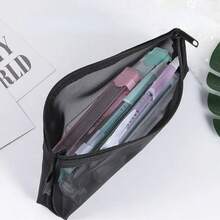 1pc Nylon Mesh Zipper Pencil Case, Transparent Portable Storage Bag, Multi-Function Travel Cosmetic & Makeup Organizer - Pencil Case - View 7