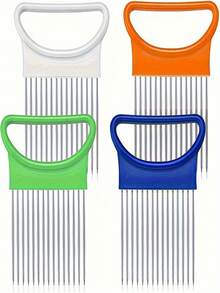 1pc Stainless Steel Multifunctional Kitchen Tool - Onion Slicer & Meat Tenderizer, Suitable For Vegetables And Fruits, Ergonomic Handle, Meat Tenderizing Fork, Knife, Vegetable Cutter, Available In Multiple Colors - View 8