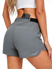 OKP 3 PCS Women's Shorts 2in1 Solid Color Lining 2 In 1 Sports Pants, Elastic Two Pieces, Suitable For Running, Sports, Yoga, Fitness In Summer - 3件短褲 - 查看 2