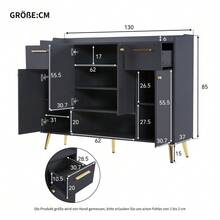 Shoe Cabinet, Shoe Rack With 2 Drawers And 4 Doors, Metal Feet, Dimensions: W130/W37/H100, Black - 黑色 - 查看 2