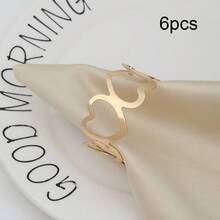 6/10pcs Elegant Minimalist Hollow Metal Heart Shaped Napkin Rings, Suitable For Wedding Decor, Holiday Gatherings, Mother's Day Gifts, And Tabletop Decoration - Multicolor - View 10
