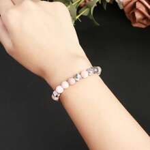 天然粉色斑马石手链，优雅手链，男女皆宜，平衡身心能量，完美礼物 - 多色 - 查看 5