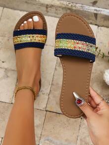 Dép lê nữ thời trang, đế cao su chống trơn trượt nhẹ, phần trên bằng vải dệt thoáng khí, dép lê thoải mái cho bé gái khi đi chơi. - màu đen - Xem 3