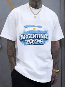 2026 World Cup Graphic Tees, Men's & Women's Argentina FootballJersey Number 10 - Retro Soccer Shirt WithArgentina Flag Design, Soccer Jersey, Teen Summer Clothes, Shirts For Adults & Kids, Family Matching Outfit, Comfort Fit CrewNeck T-Shirt For Training, Fan Apparel & Casual Wear (Machine Washable) - UnisexFor All-Season Use, Adult And Children's Sizes - 白色6 - 查看 1