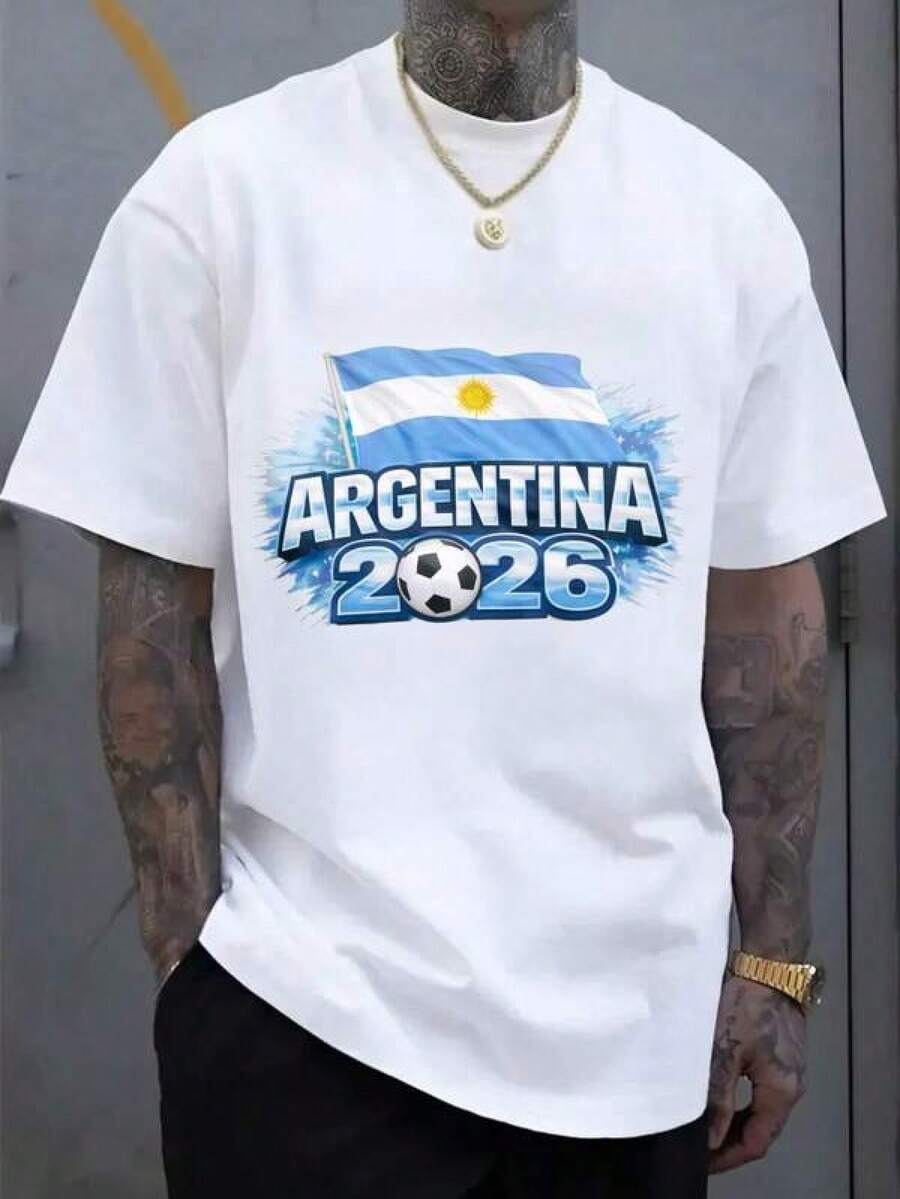 2026 World Cup Graphic Tees, Men's & Women's Argentina FootballJersey Number 10 - Retro Soccer Shirt WithArgentina Flag Design, Soccer Jersey, Teen Summer Clothes, Shirts For Adults & Kids, Family Matching Outfit, Comfort Fit CrewNeck T-Shirt For Training, Fan Apparel & Casual Wear (Machine Washable) - UnisexFor All-Season Use, Adult And Children's Sizes - 白色6 - 查看 1