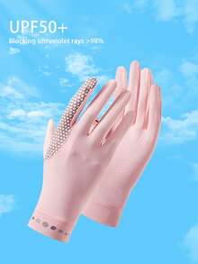 1 đôi găng tay chống nắng nữ, găng tay mùa hè chống trượt, thoáng khí, chống tia UV, có chức năng cảm ứng màn hình, không ngón tay, kèm nắp lật. - A - Xem 16