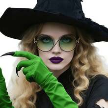 3件套成人巫师服装配饰，万圣节派对角色扮演套装，包括巫师帽和绿色爪手套 - 彩色 - 查看 4