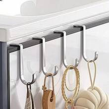 5 móc treo hình chữ S bằng thép không gỉ, không cần khoan, chịu lực cao, đa năng dùng để treo đồ trong tủ/cửa. - treo lên - Xem 1